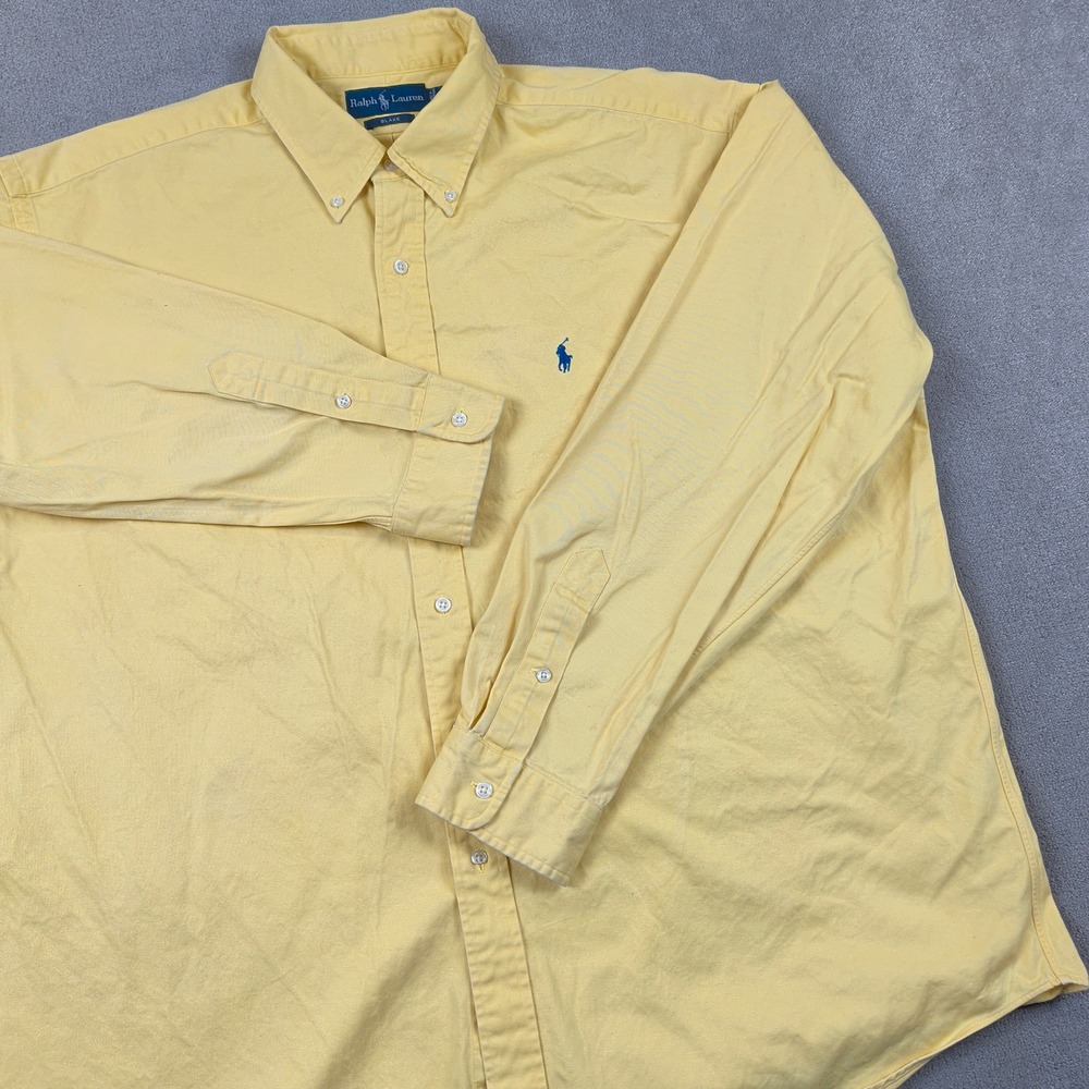 Ralph Lauren Blake XXL Mens Yellow Cotton Button Down Long Sleeve Shirt Pony